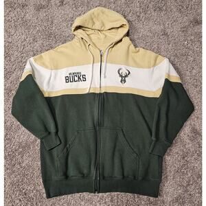 Fanatics Milwaukee Bucks NBA Men's Green Zip Hoodie Sweatshirt Sz Large